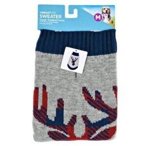 Vibrant Life Plaid Deer Dog Sweater, Size: M. 20-50 Lbs. New!